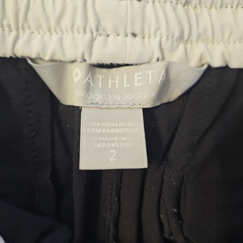 ATHLETA Brooklyn Joggers Track Pants Colorblock Black With White Trim- Size 2 - Picture 6 of 10